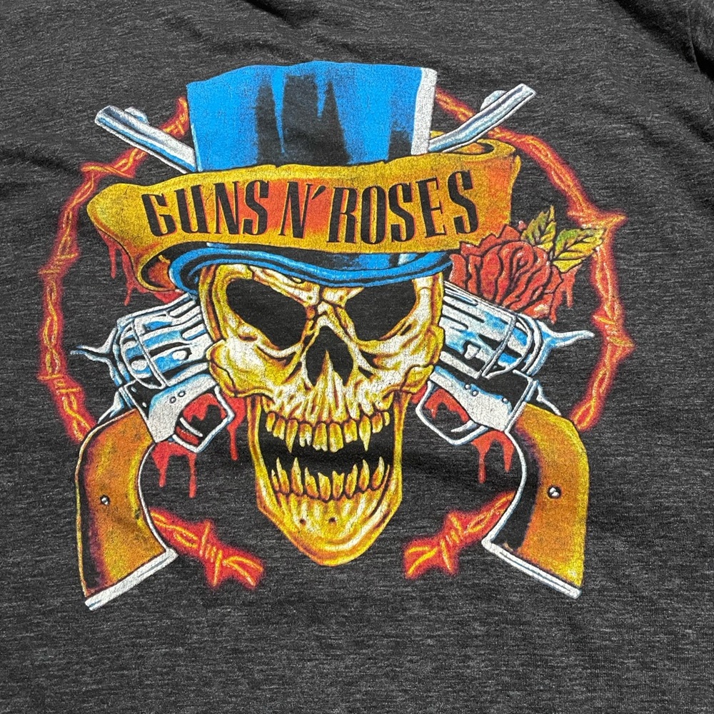 Guns‎ N Roses Shirt Bravado Graphic Print Skull & Guns Shirt Size Large Black